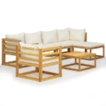 Set Divani da Giardino 7 pz con Cuscini Crema Massello Acacia