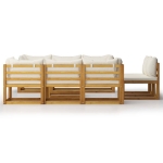 Set Divani da Giardino 9 pz con Cuscini Crema Legno di Acacia