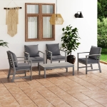 Set Divani da Giardino 5 pz con Cuscini in Legno Acacia Grigio