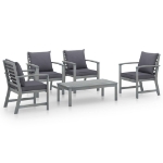 Set Divani da Giardino 5 pz con Cuscini in Legno Acacia Grigio