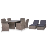 Set da Pranzo da Giardino 9 pz in Polyrattan Marrone