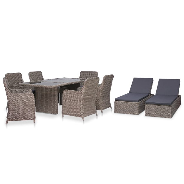 Set da Pranzo da Giardino 9 pz in Polyrattan Marrone