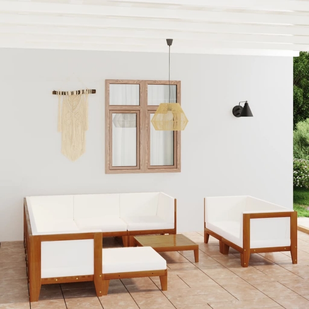 Set Divani da Giardino 10 pz con Cuscini in Massello di Acacia