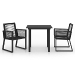 Set da Pranzo da Giardino 3 pz in Rattan PVC Nero