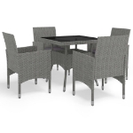 Set Mobili da Pranzo da Giardino 5 pz Grigio Polyrattan e Vetro