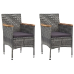 Set Bistrot Giardino 3 pz Polyrattan e Vetro Temperato Grigio