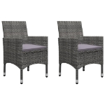 Set Bistrot Giardino 3 pz Polyrattan e Vetro Temperato Grigio