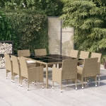 Set da Pranzo per Giardino 11 pz in Polyrattan Beige