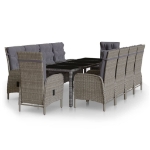 Set da Pranzo per Giardino 11 pz in Polyrattan Grigio