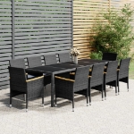 Set da Pranzo per Giardino 11 pz in Polyrattan Grigio