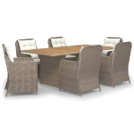 Set da Pranzo da Giardino 7 pz in Polyrattan Marrone