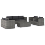 Set Divani da Giardino 8 pz con Cuscini in Polyrattan Grigio