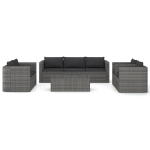 Set Divani da Giardino 8 pz con Cuscini in Polyrattan Grigio