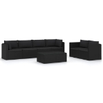 Set Divani da Giardino 7 pz con Cuscini in Polyrattan Nero