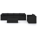 Set Divani da Giardino 7 pz con Cuscini in Polyrattan Nero