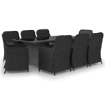 Set da Pranzo da Giardino 9 pz in Polyrattan Nero