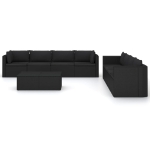 Set Divani da Giardino 9 pz con Cuscini in Polyrattan Nero