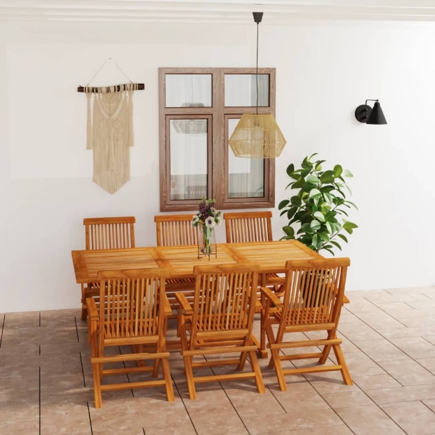 Set da Pranzo da Giardino 7 pz in Legno Massello di Teak