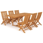 Set da Pranzo da Giardino 7 pz in Legno Massello di Teak