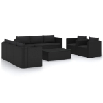 Set Divani da Giardino 10 pz con Cuscini in Polyrattan Nero