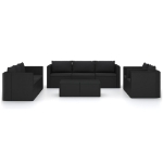 Set Divani da Giardino 10 pz con Cuscini in Polyrattan Nero