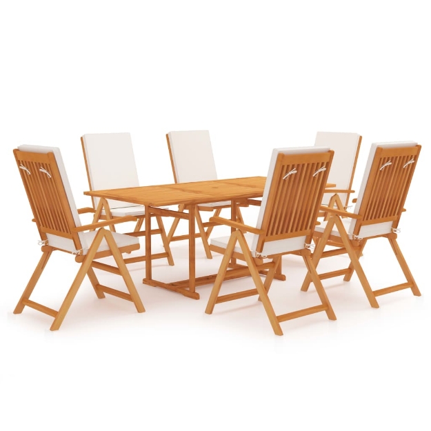 Set da Pranzo da Giardino 7 pz con Cuscini Legno di Teak