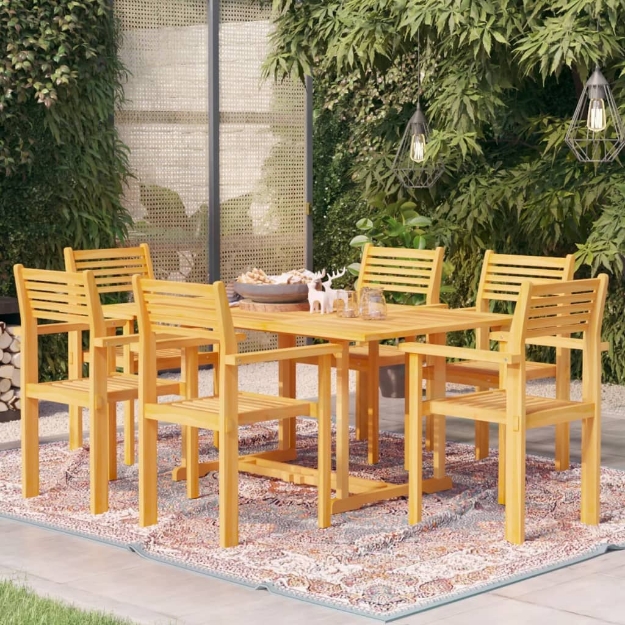 Set da Pranzo da Giardino 7 pz in Legno Massello di Teak