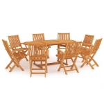 Set da Pranzo da Giardino 9 pz in Legno Massello di Teak