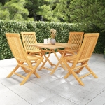 Set da Pranzo da Giardino 5 pz in Legno Massello di Teak