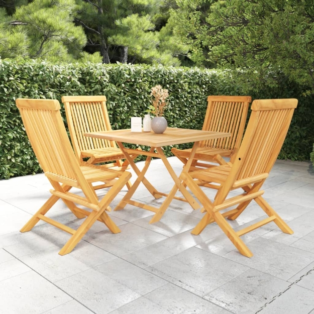 Set da Pranzo da Giardino 5 pz in Legno Massello di Teak