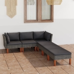 Set Divani da Giardino 6 pz con Cuscini in Polyrattan Grigio