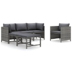 Set Divani da Giardino 6 pz con Cuscini in Polyrattan Grigio