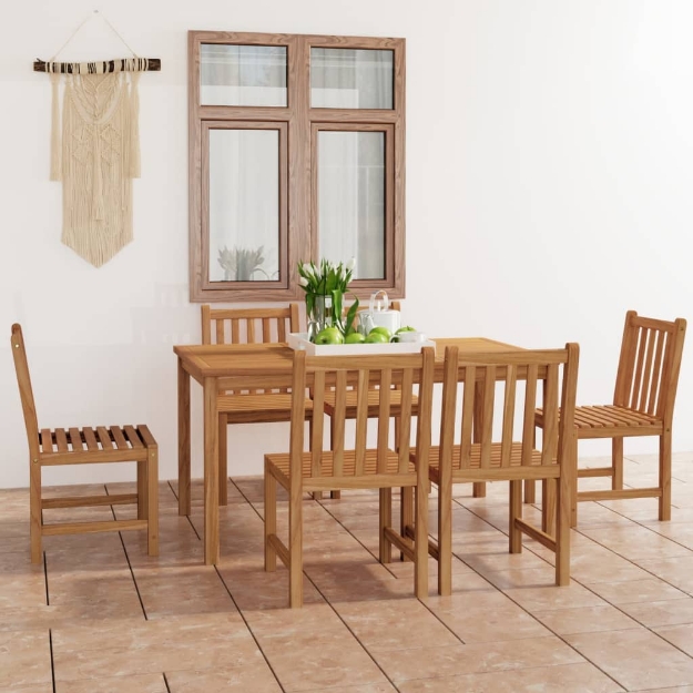 Set da Pranzo per Esterni 7 pz in Legno Massello di Teak