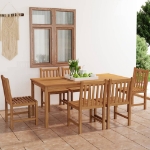 Set da Pranzo per Esterni 7 pz in Legno Massello di Teak