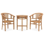 Set da Pranzo da Giardino 3 pz in Legno Massello di Teak