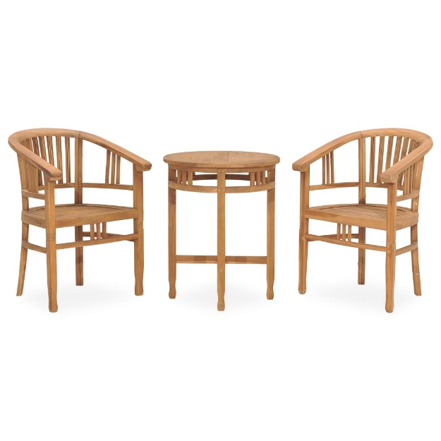 Set da Pranzo da Giardino 3 pz in Legno Massello di Teak