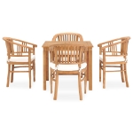 Set da Pranzo da Giardino 5 pz con Cuscini in Massello di Teak