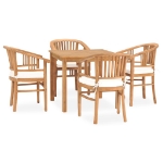 Set da Pranzo da Giardino 5 pz con Cuscini in Massello di Teak