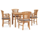 Set da Pranzo da Giardino 5 pz con Cuscini in Legno di Teak