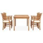 Set da Pranzo da Giardino 5 pz con Cuscini in Legno di Teak