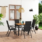 Set da Pranzo da Giardino 5 pz Nero e Marrone