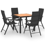 Set da Pranzo da Giardino 5 pz Nero e Marrone