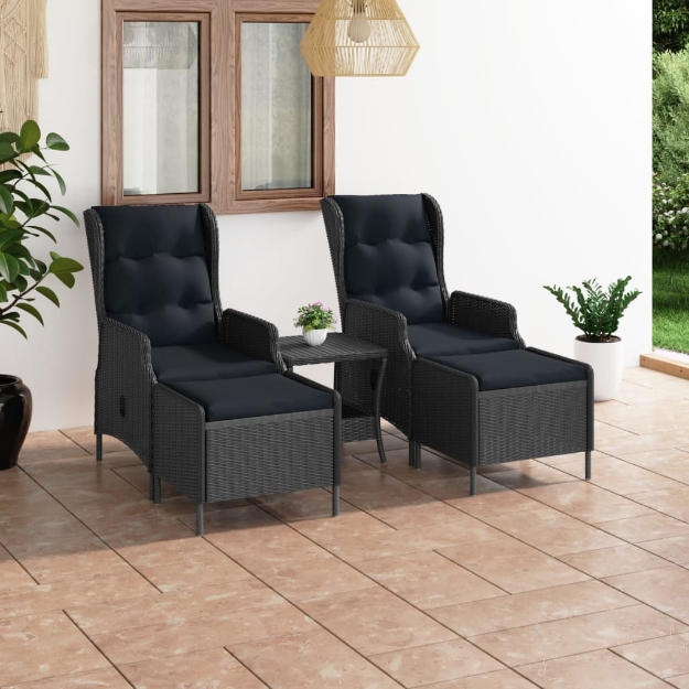 Set Divani da Giardino 3 pz con Cuscini Polyrattan Grigio Scuro