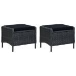 Set Divani da Giardino 3 pz con Cuscini Polyrattan Grigio Scuro