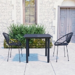 Set da Pranzo da Giardino 3 pz in Rattan PVC Nero