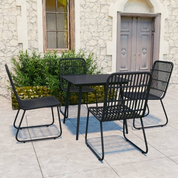 Set da Pranzo da Giardino 5 pz in Polyrattan e Vetro