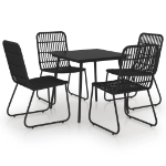 Set da Pranzo da Giardino 5 pz in Polyrattan e Vetro