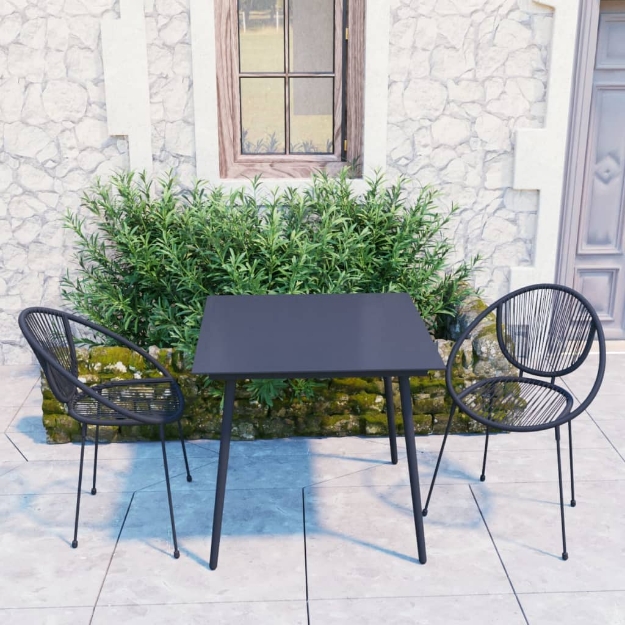 Set da Pranzo da Giardino 3 pz in Rattan PVC Nero