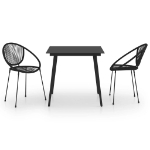 Set da Pranzo da Giardino 3 pz in Rattan PVC Nero