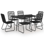 Set da Pranzo da Giardino 7 pz in Polyrattan e Vetro